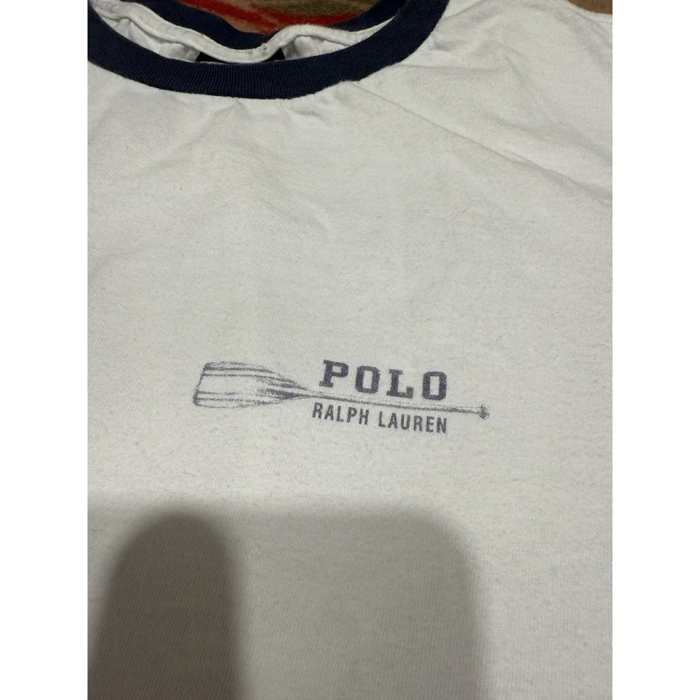 Vintage 90s Polo Ralph Lauren Kayak Oar T-Shirt XL Men's White‎ Short Sleeve